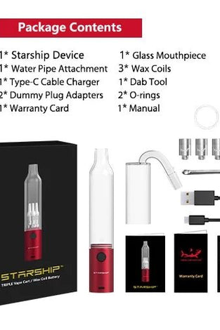 Hamilton Devices Starship Triple Vape Cart/Wax Coil Battery Kit - Vapor Fog - Alternative - Delta Devices